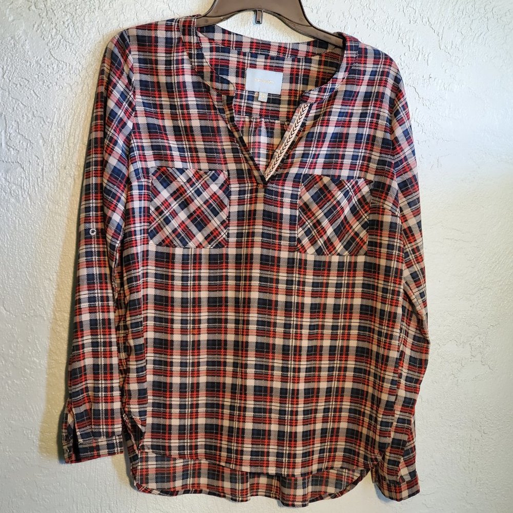 SKIES ARE BLUE MED LONG SLEEVE SEMI SHEER BLOUSE